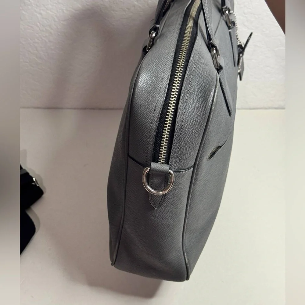 Coach Kennedy Briefcase Grey Saffiano Leather
